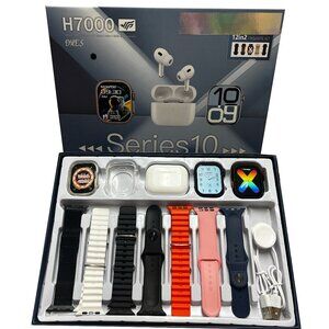 Black DMES H7000 Earphone Set Series 10 Contains 2 Smart Watches NOT APPLE